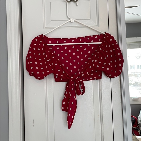 Pokadot Tie Around Crop Top - Picture 2 of 5